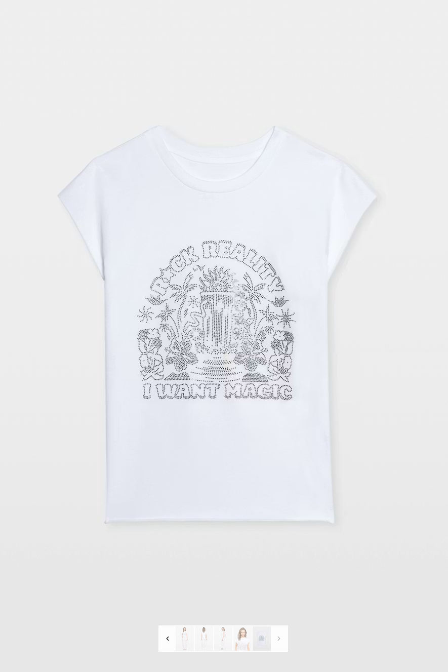 Zadig & Voltaire JWTO1293 Cloe HC Cascade Strass Tee Blanc