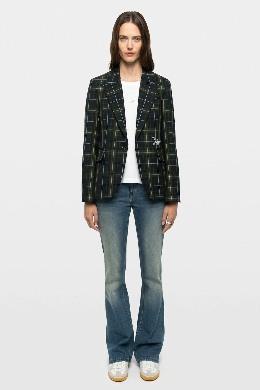 Zadig & Voltaire WWBL01983 Veste Tailleur Tartan Vavy Encre