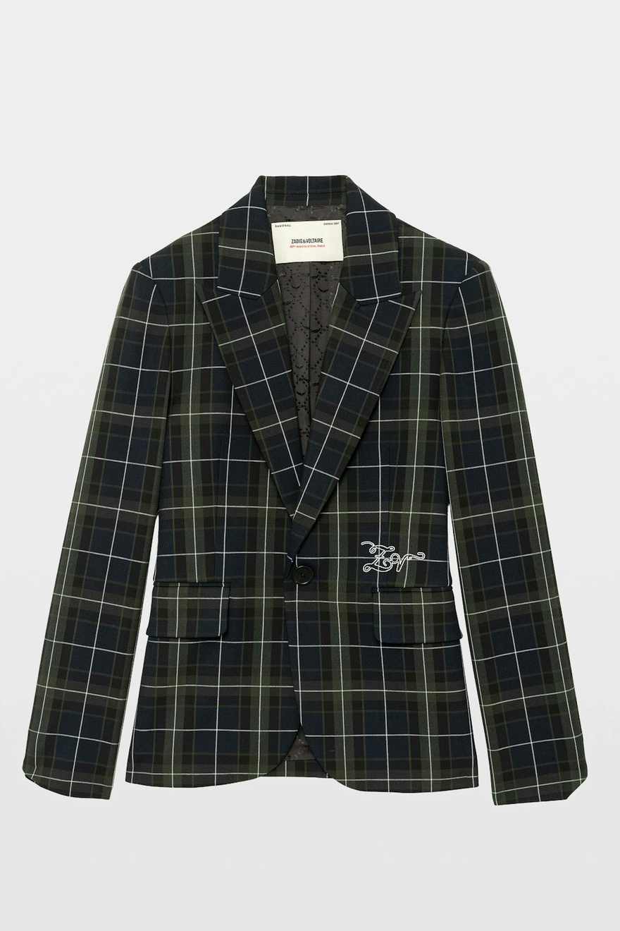 Zadig & Voltaire WWBL01983 Veste Tailleur Tartan Vavy Encre