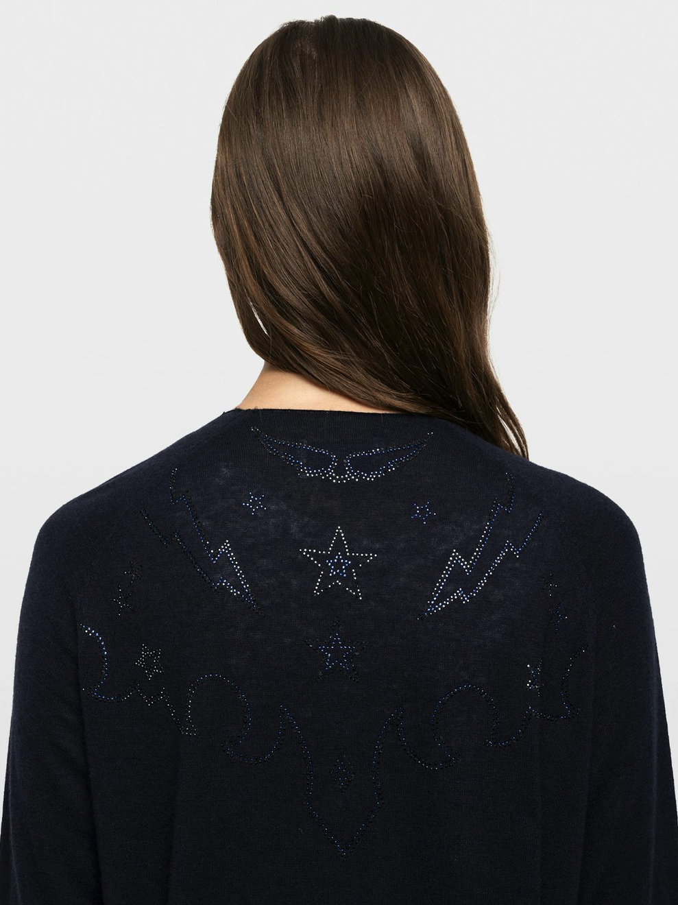 Zadig & Voltaire Daffyz Long Cashmere Cardigan With Rhinestones - Encre