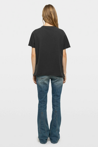 Zadig & Voltaire Tommer Cotton Print T-Shirt With Rhinestones - Carbone