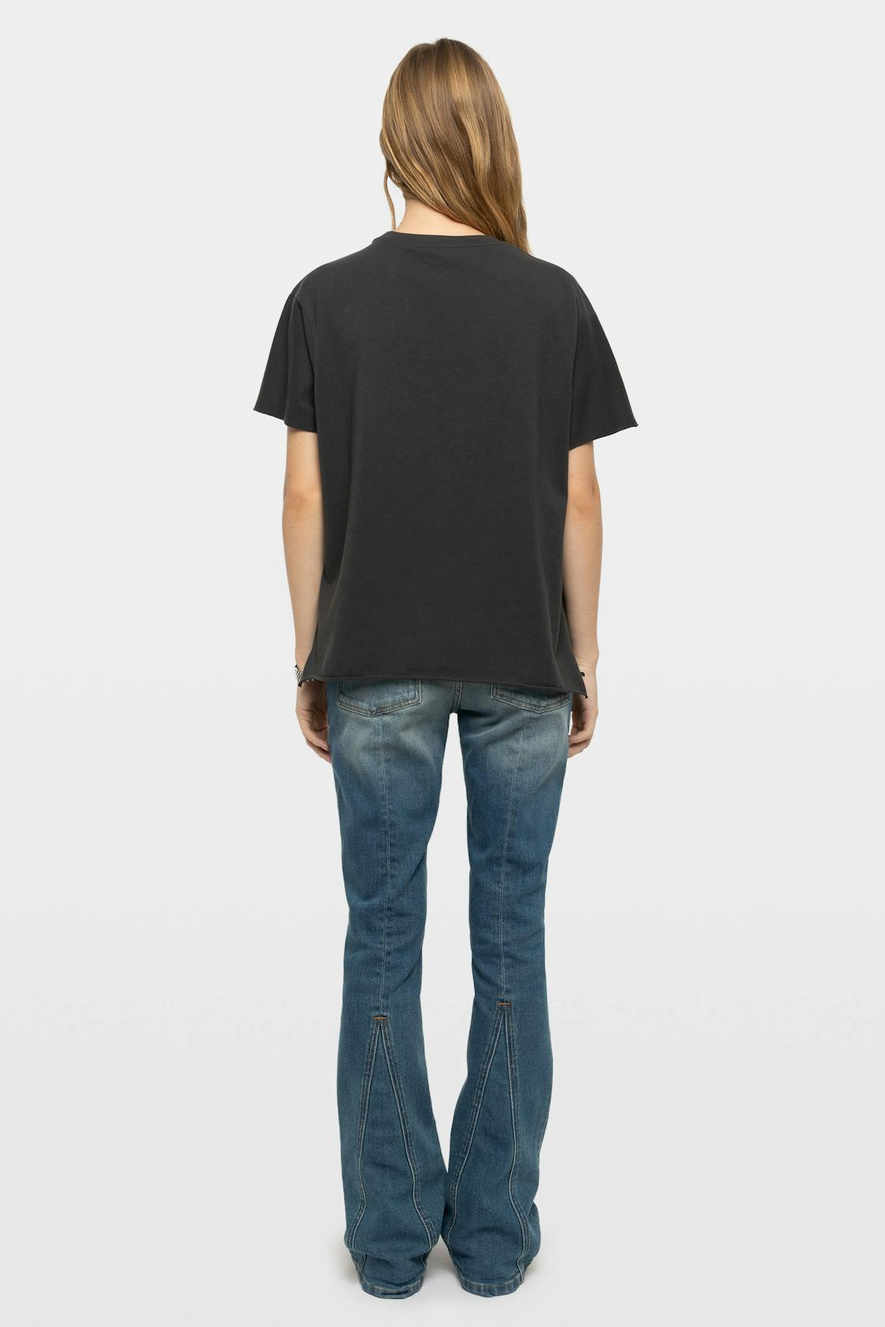 Zadig & Voltaire Tommer Cotton Print T-Shirt With Rhinestones - Carbone