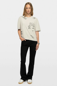 Zadig & Voltaire Taida Marl T-Shirt With Front Back Strass - Gris Chine Clai