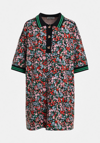 Essentiel Antwerp Kartos Floral-Print Polo with Bow Buttons Flower Multi