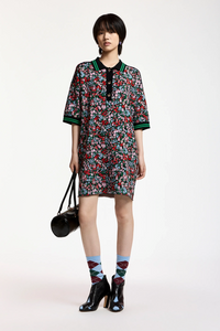 Essentiel Antwerp Kartos Floral-Print Polo with Bow Buttons Flower Multi