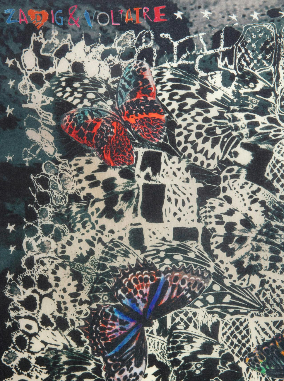Zadig & Voltaire Blondie 70 Butterfly Lace Scarf Ink