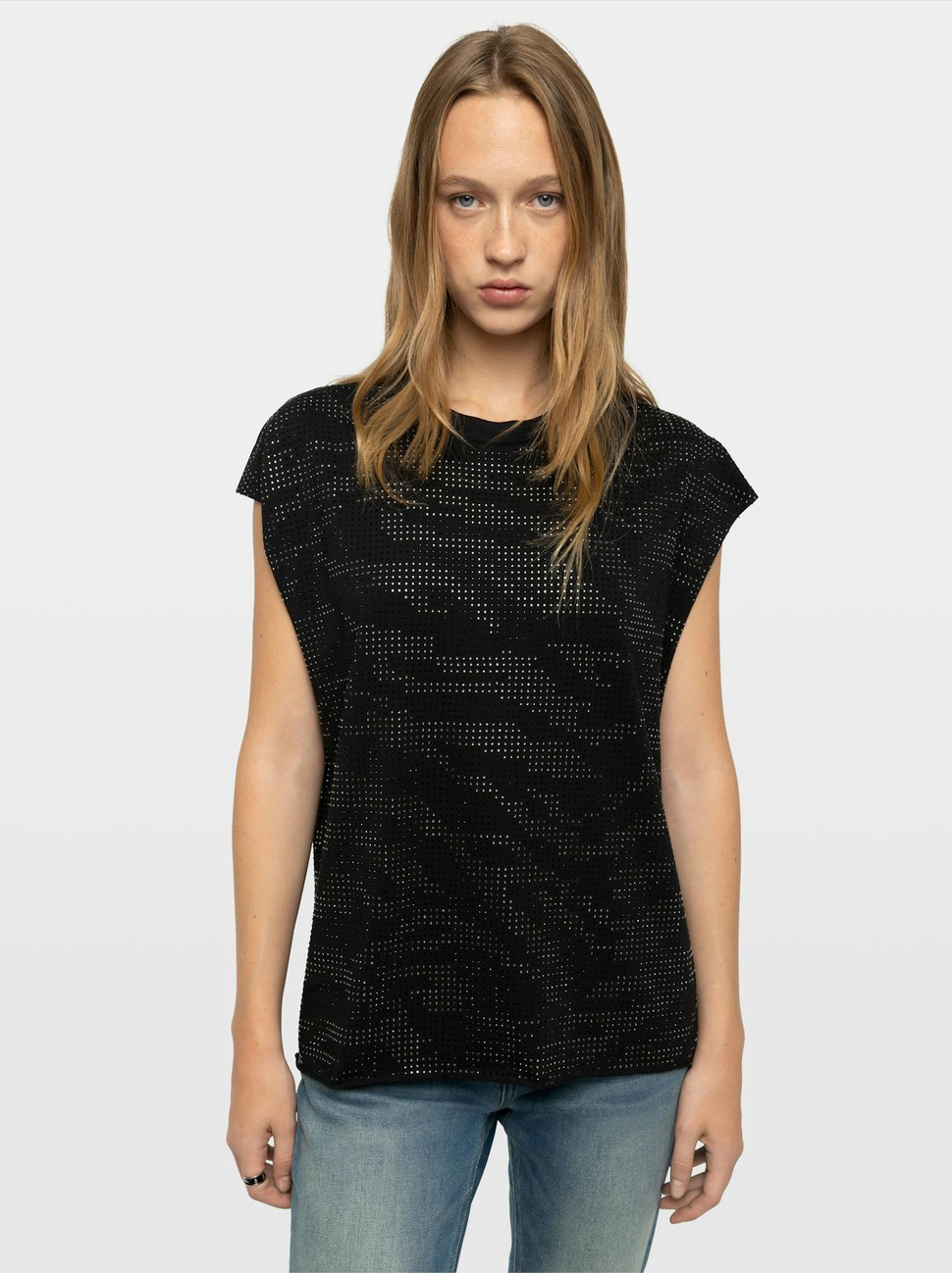 Zadig & Voltaire Cloe Zebra Top Black
