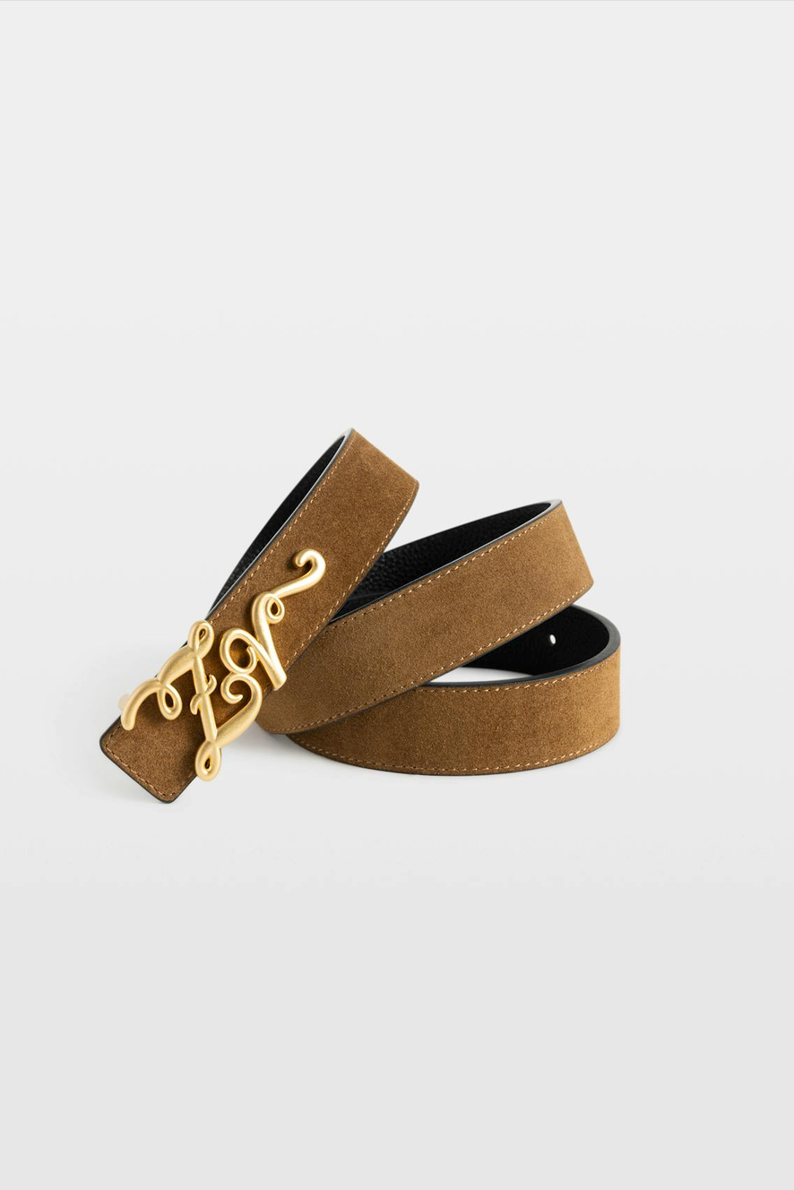 Zadig & Voltaire Reversible 30mm Suede Belt Cognac