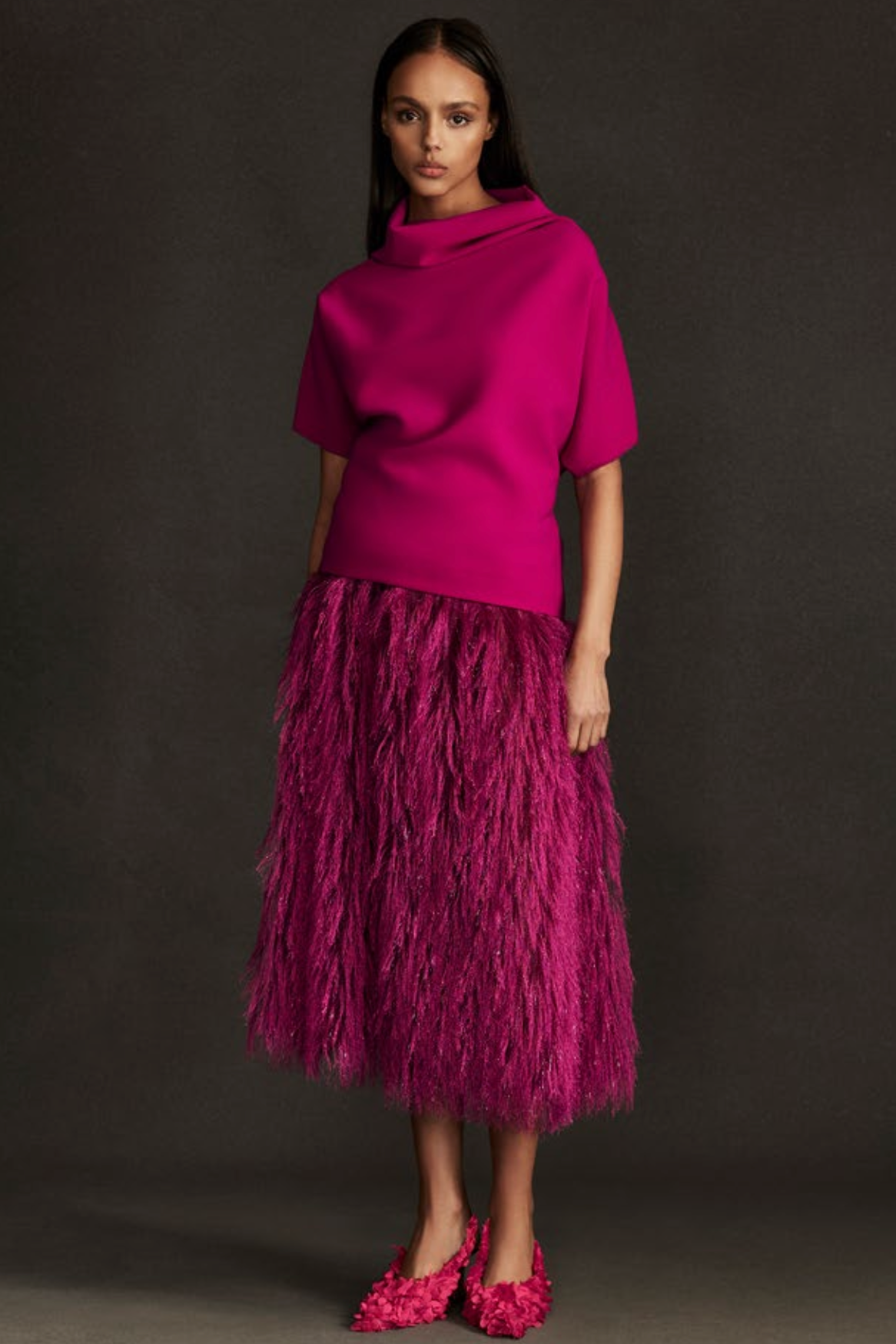 Greta Constantine Laja Capsleeve Cowl Neck Top Damson