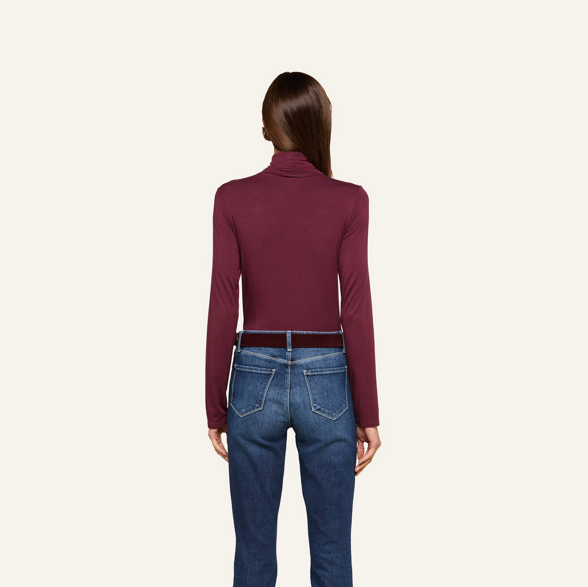 L'Agence Lani Turtleneck Long-Sleeve Sweater Deep Sangria