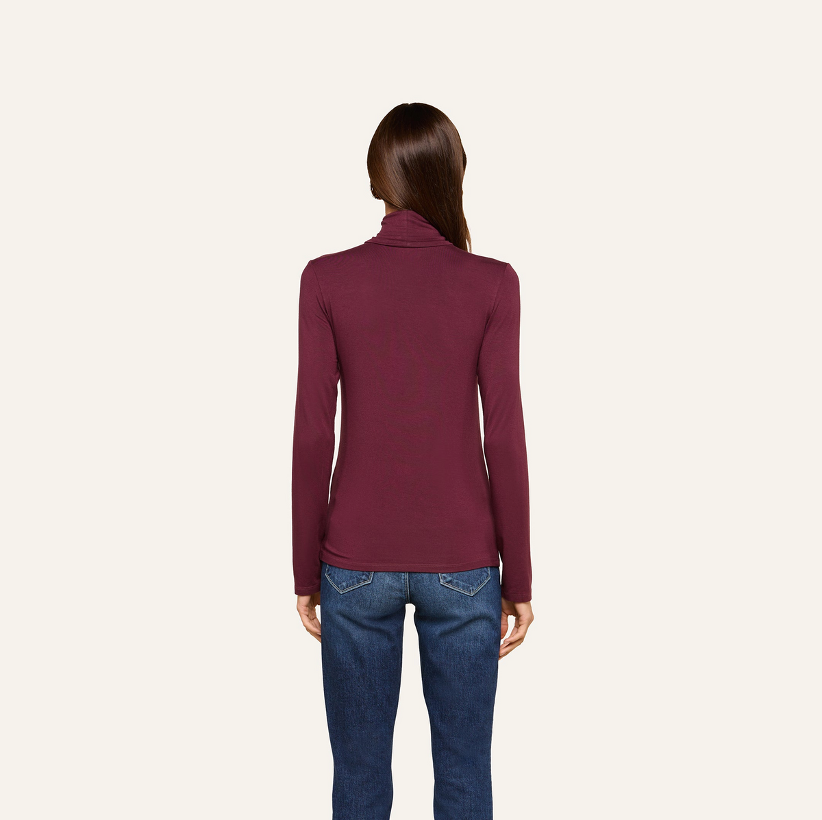 L'Agence Lani Turtleneck Long-Sleeve Sweater Deep Sangria