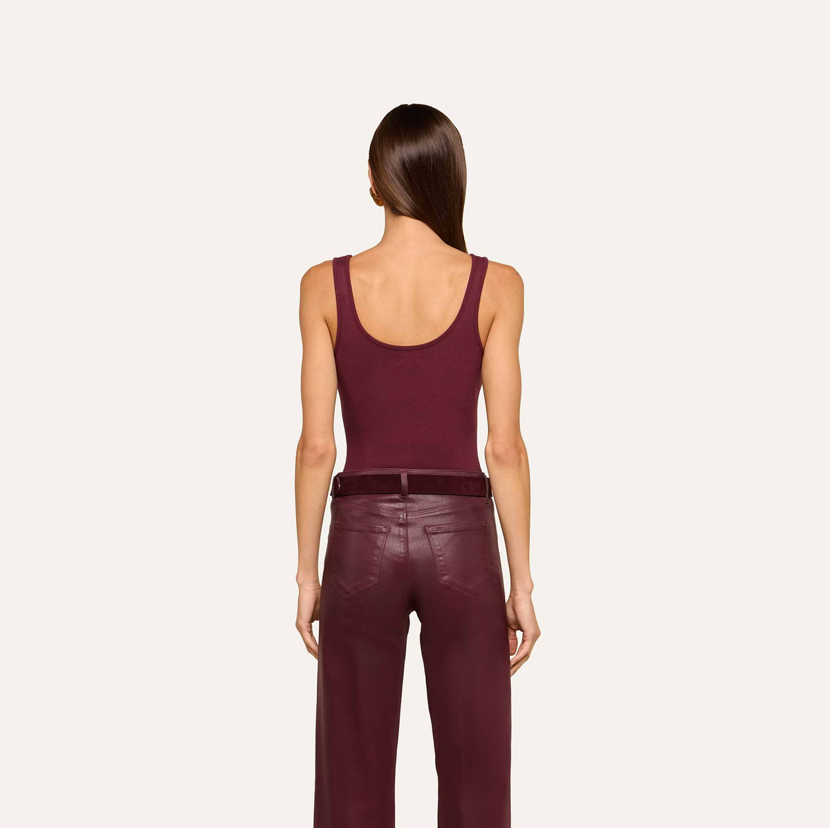 L'Agence Nica Scoop-Neck Tank Bodysuit Deep Sangria