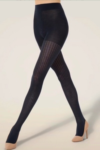 Collants à effet résille en mérinos Wolford 001-11343-5722 Nuit profonde