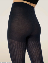 Collants à effet résille en mérinos Wolford 001-11343-5722 Nuit profonde