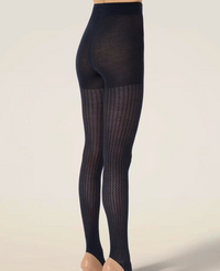 Collants à effet résille en mérinos Wolford 001-11343-5722 Nuit profonde