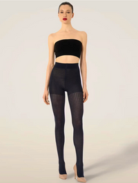 Collants à effet résille en mérinos Wolford 001-11343-5722 Nuit profonde