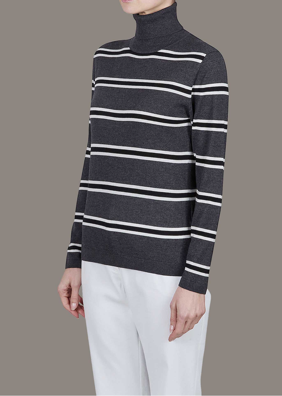 Purotatto Turtleneck Sweater Anthracite-Black-White