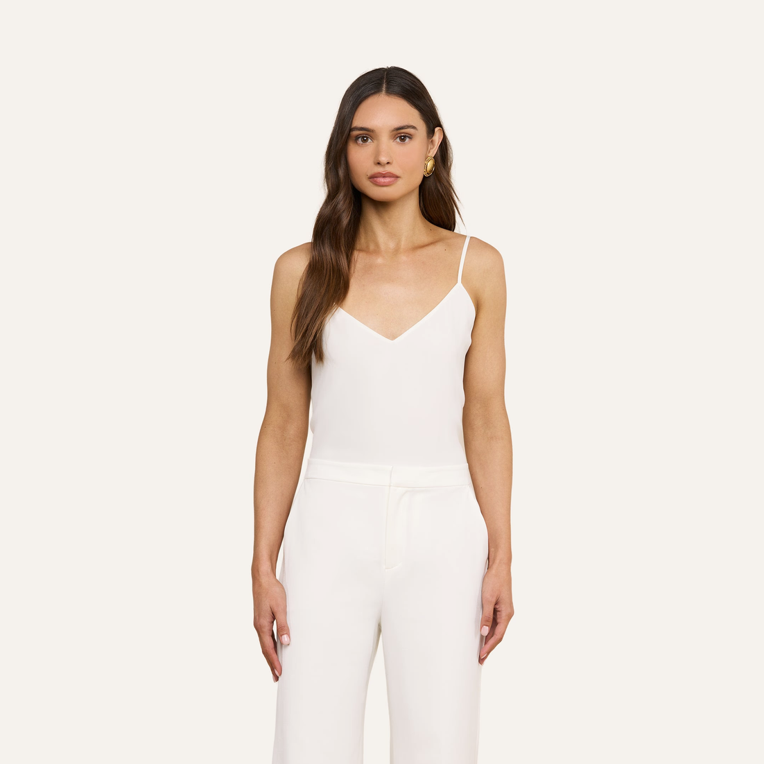 L'Agence Jane Spaghetti Strap Top Ivory