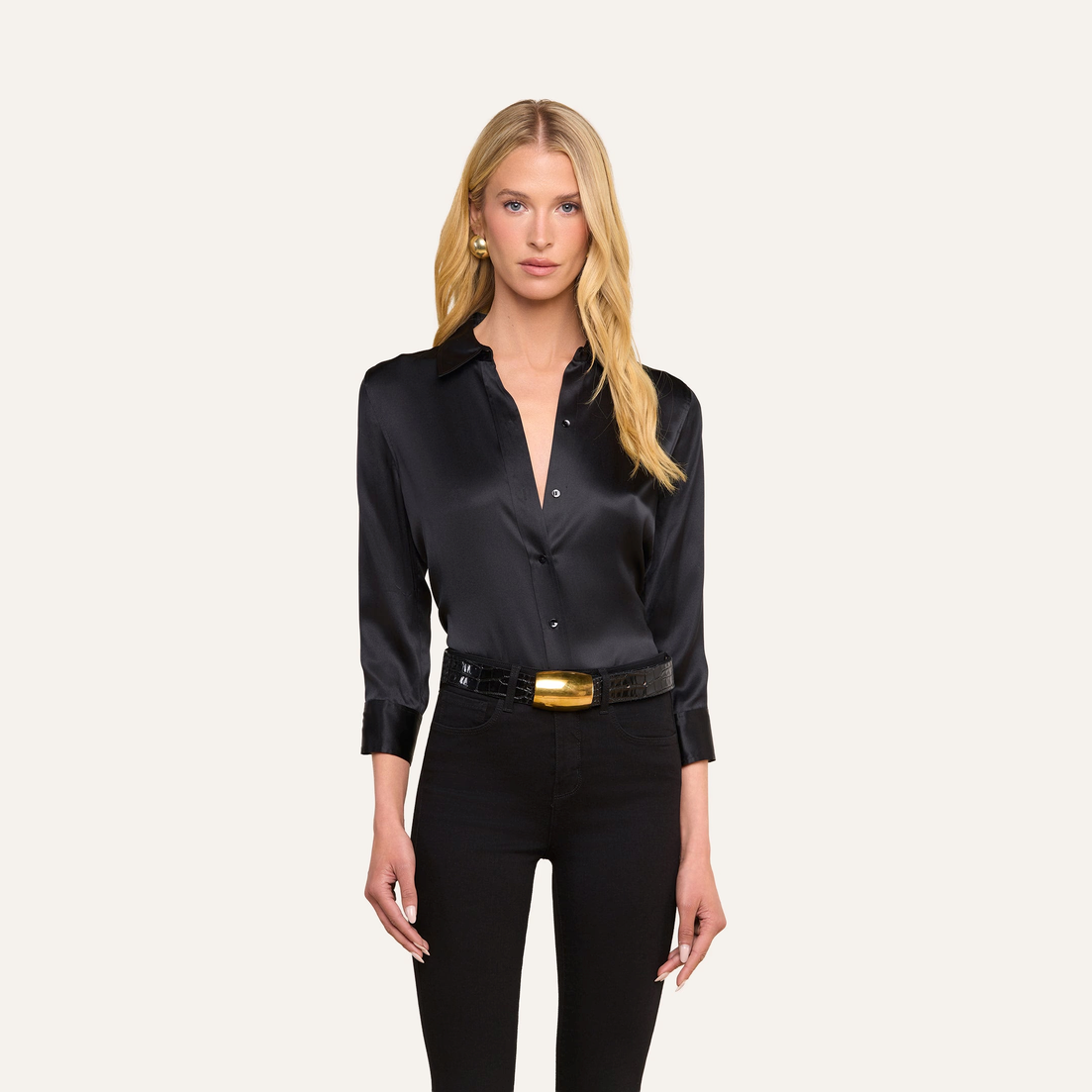 L'Agence Dani 3/4 Sleeve Blouse Black