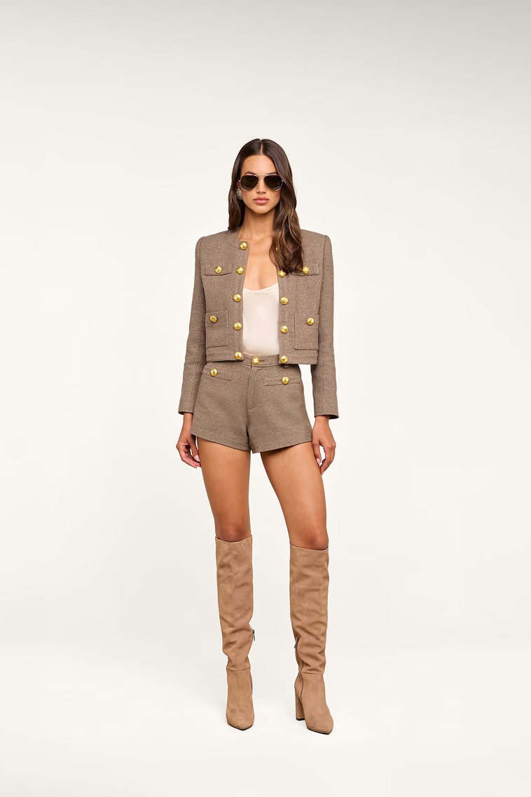 L'Agence Kahlia Collarless Jacket Mota/Light Gold
