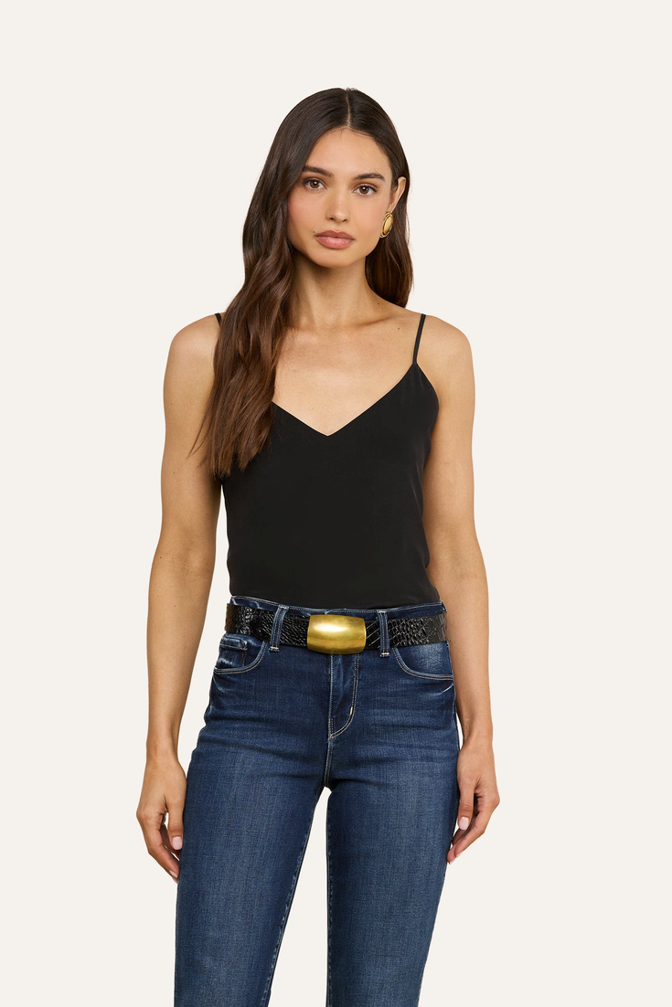 L'Agence Jane Spaghetti Strap Top Black