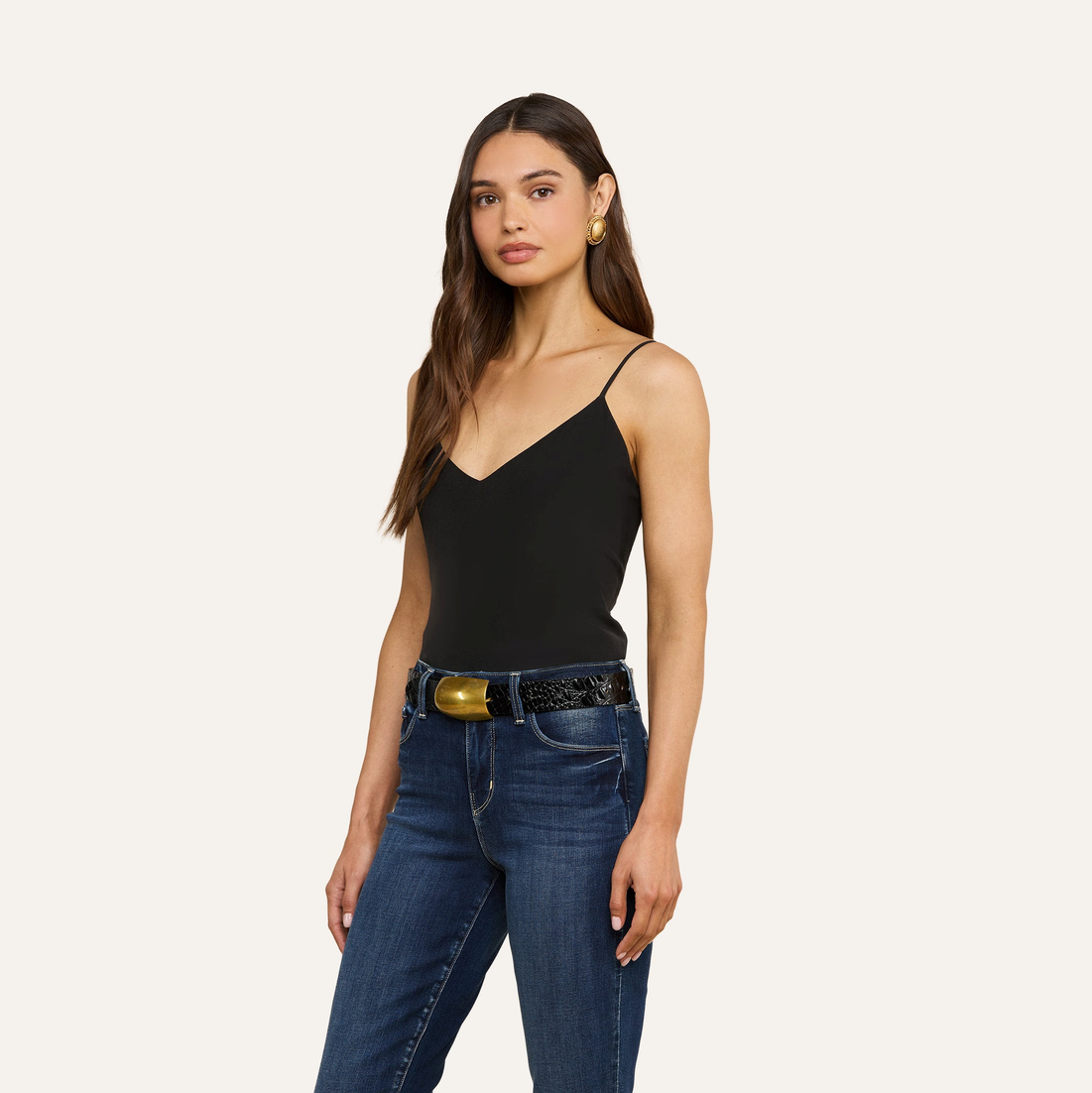 L'Agence Jane Spaghetti Strap Top Black