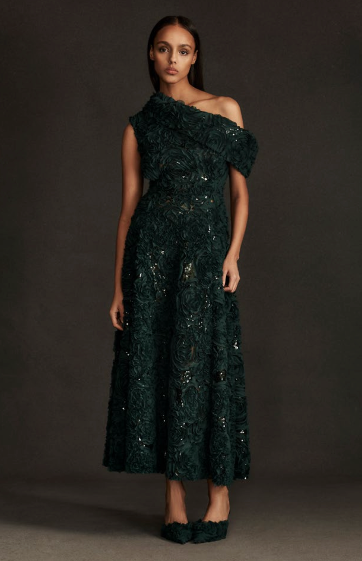 Greta Constantine Vincenrose Cowl Neckline A-line midi-dress Teal