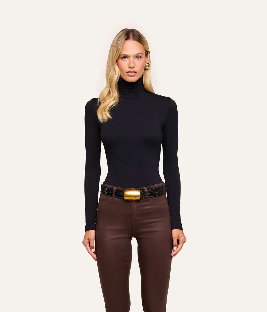 L'Agence 5558MJT-BLAC pull Lani à col roulé et manches longues Black