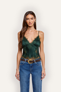 L’Agence Kimber Lace Insert Camisole Forest Green