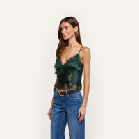 L’Agence Kimber Lace Insert Camisole Forest Green
