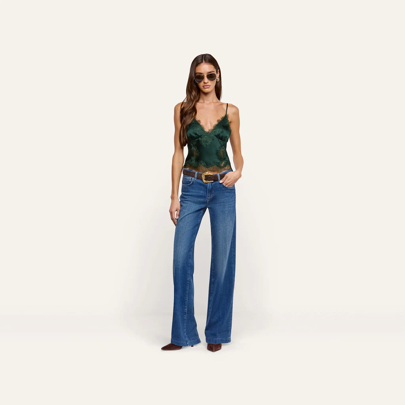 L’Agence Kimber Lace Insert Camisole Forest Green
