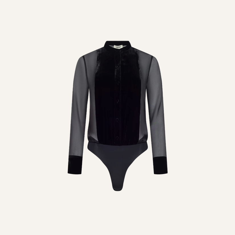 L’Agence Marisol Velvet Bodysuit Black