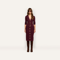L’Agence Irvin Pointelle Cropped Cardigan Deep Port/Gold