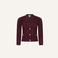 L’Agence Irvin Pointelle Cropped Cardigan Deep Port/Gold