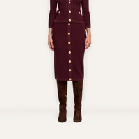 L’Agence Melania Pointle Knit Skirt Deep Port/Gold