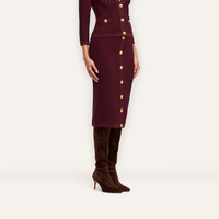 L’Agence Melania Pointle Knit Skirt Deep Port/Gold