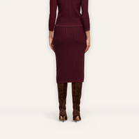 L’Agence Melania Pointle Knit Skirt Deep Port/Gold