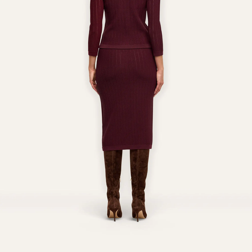 L’Agence Melania Pointle Knit Skirt Deep Port/Gold