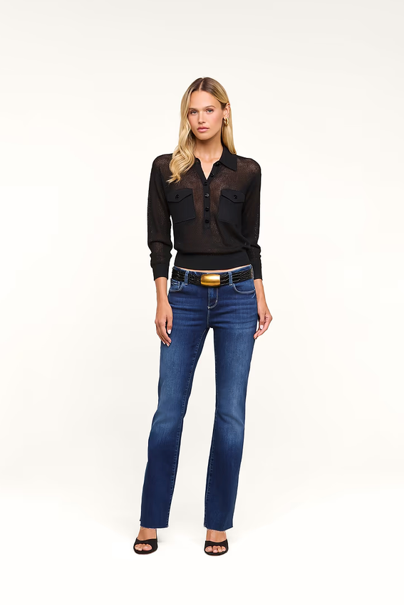 L'Agence Carine Pointelle Collared Sweater - Black