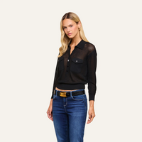 L'Agence Carine Pointelle Collared Sweater - Black