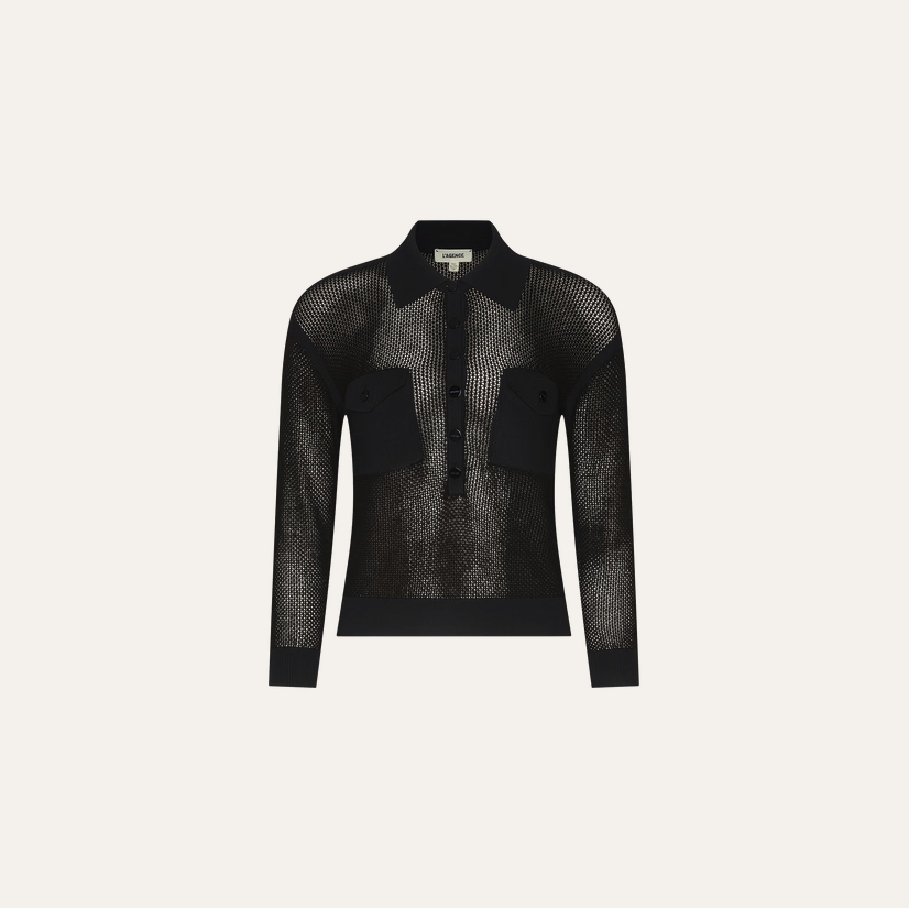 L'Agence Carine Pointelle Collared Sweater - Black