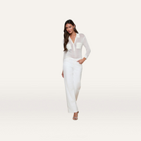 L'Agence Carine Pointelle Collared Sweater - Ivory