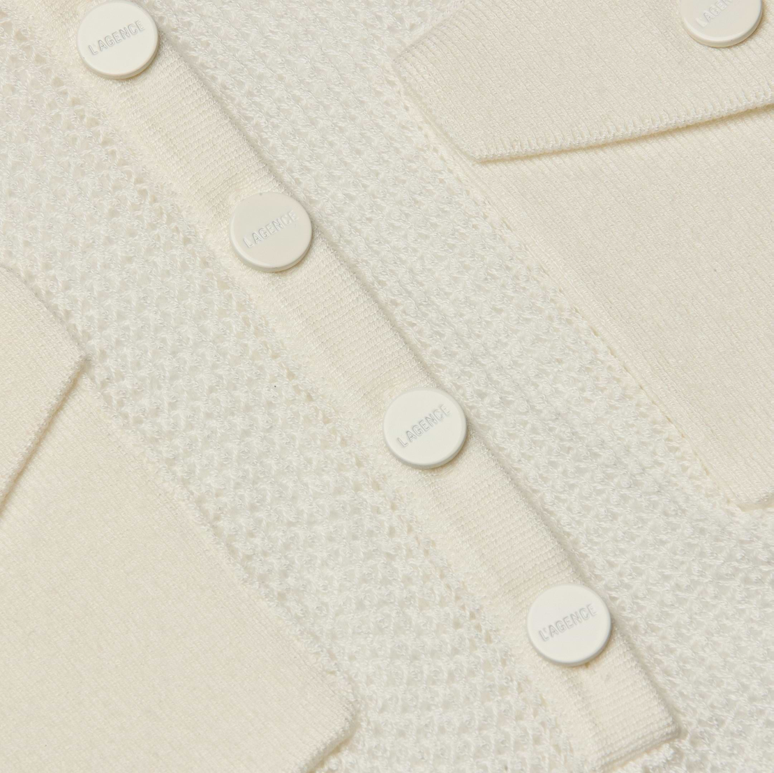 L'Agence Carine Pointelle Collared Sweater - Ivory