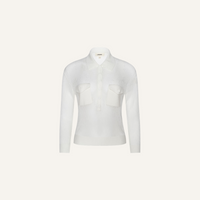 L'Agence Carine Pointelle Collared Sweater - Ivory