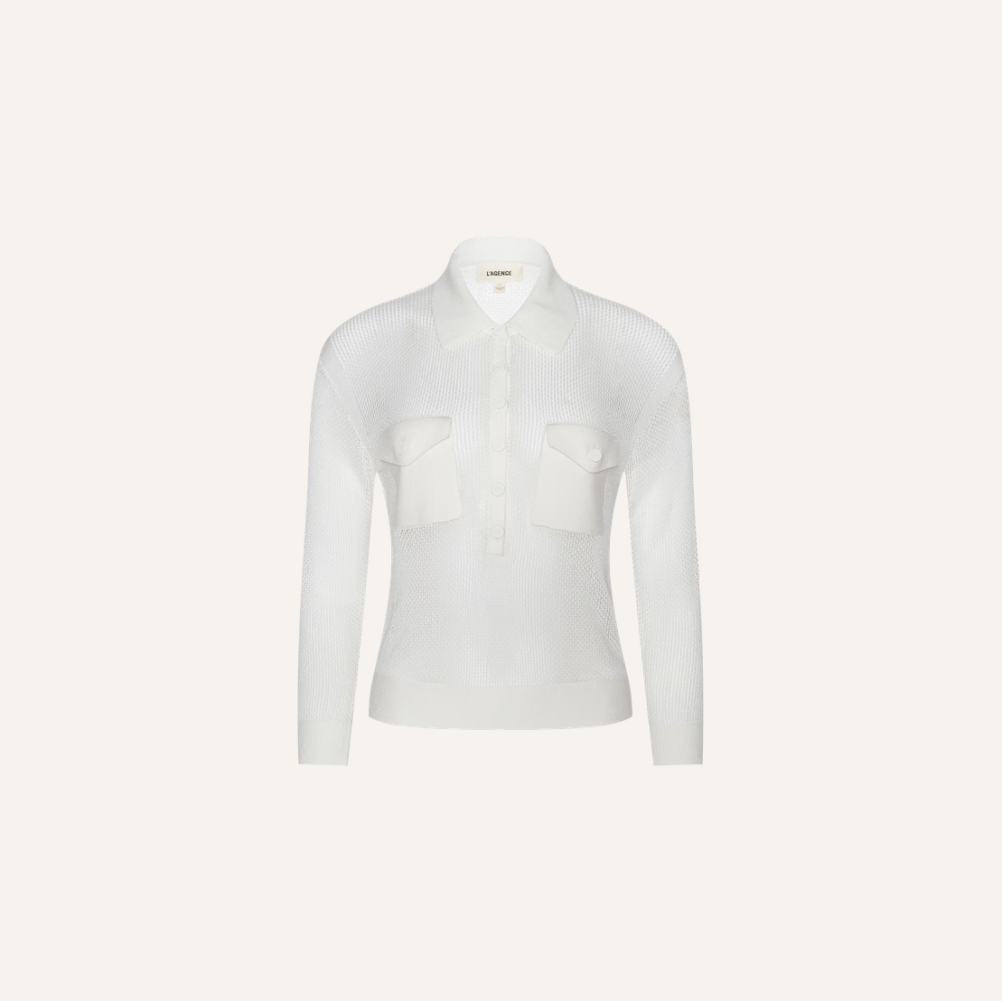 L'Agence Carine Pointelle Collared Sweater - Ivory