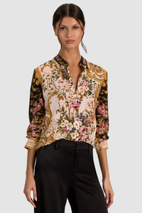 Alice + Olivia Willa Placket Top True Grandeur