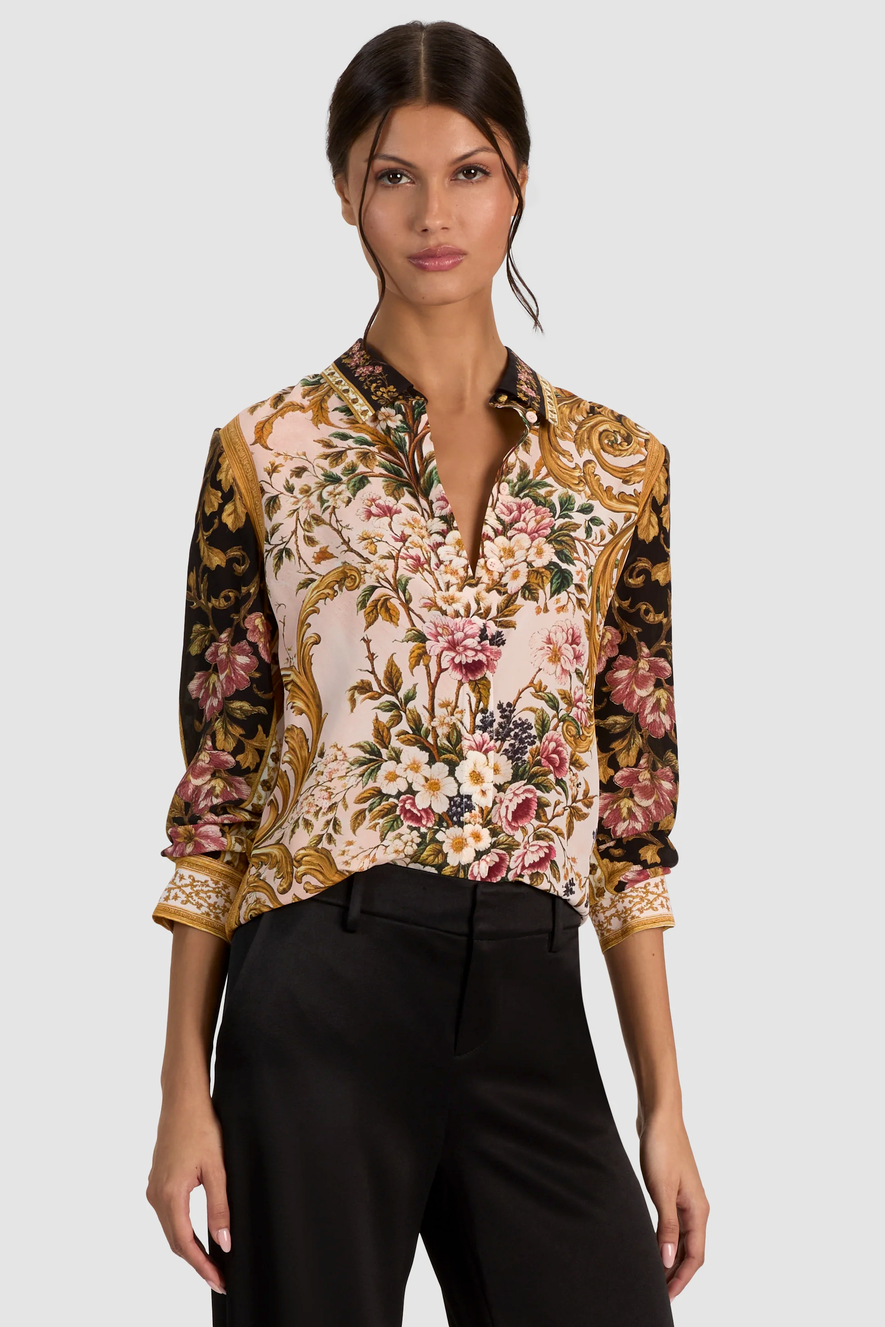 Alice + Olivia Willa Placket Top True Grandeur