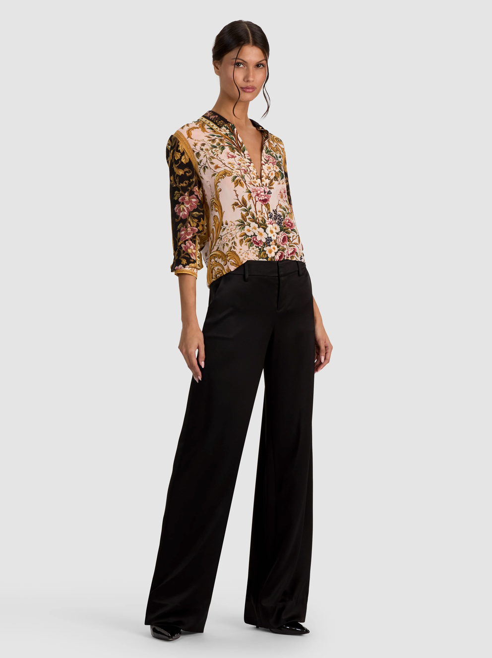 Alice + Olivia Willa Placket Top True Grandeur