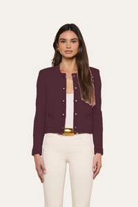 L'Agence Patsy Crop Crew Cardigan Deep Mahogany