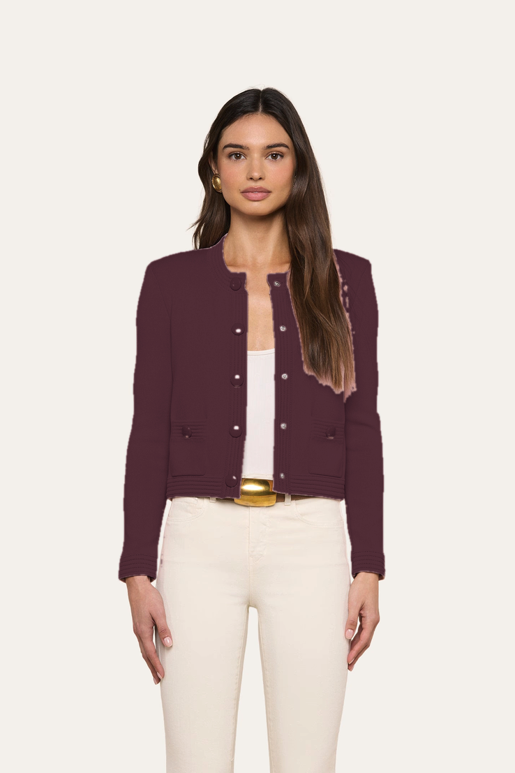 L'Agence Patsy Crop Crew Cardigan Deep Mahogany